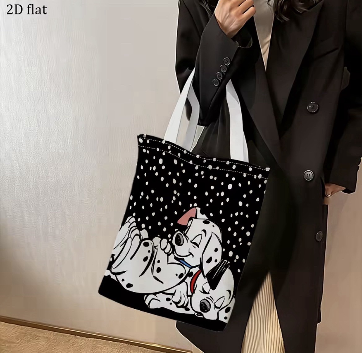 New 16” Disney 101 DALMATIANS Canvas Bag POLKA DOT Purse LUCKY Penny Tote PUPPY