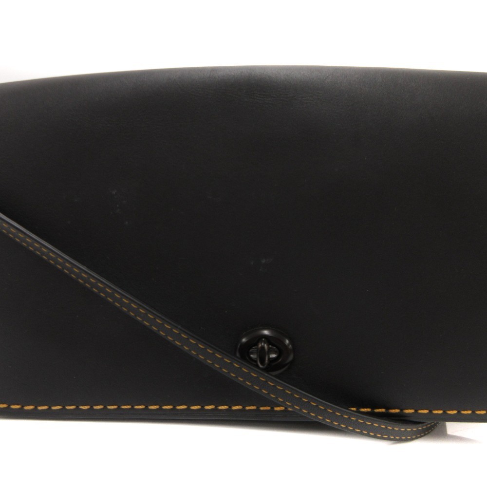 Coach Leather Shoulder Bag Black AB Condition 12x5cm 112-130cm Strap