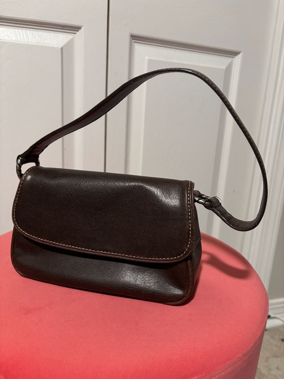 Nine West Vintage Brown Faux Leather Flap Shoulder Bag