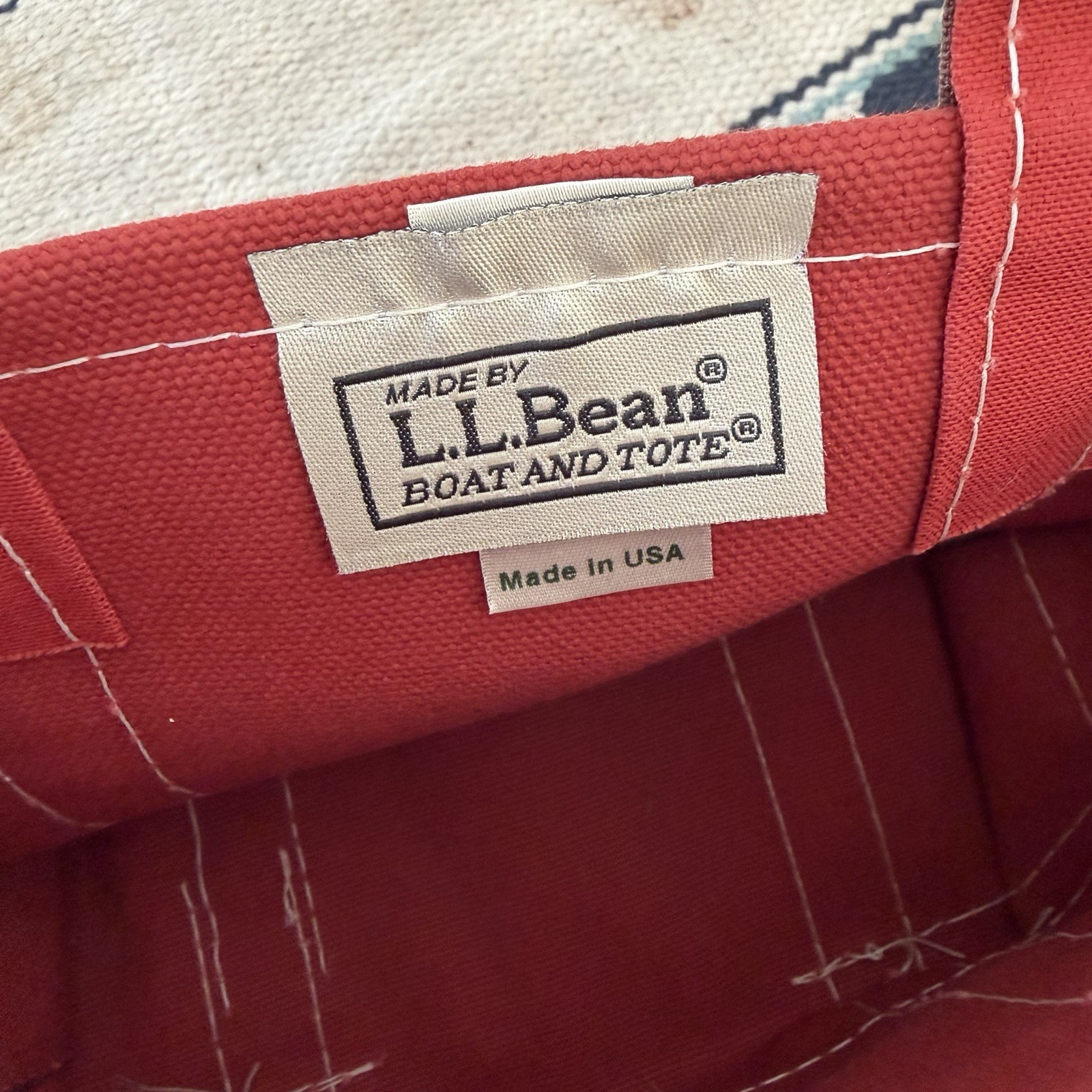 LL Bean Mini Boat & Tote Canvas Bag USA Vtg Burnt Orange Rust Brown 90s Crispy