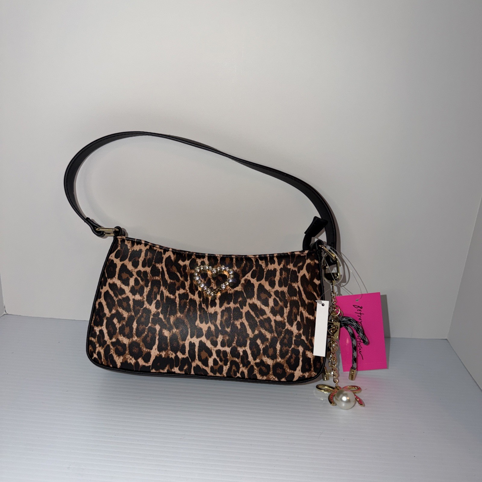 Betsey Johnson XOLOTTIE Leopard Print Shoulder Bag Brown Black NEW