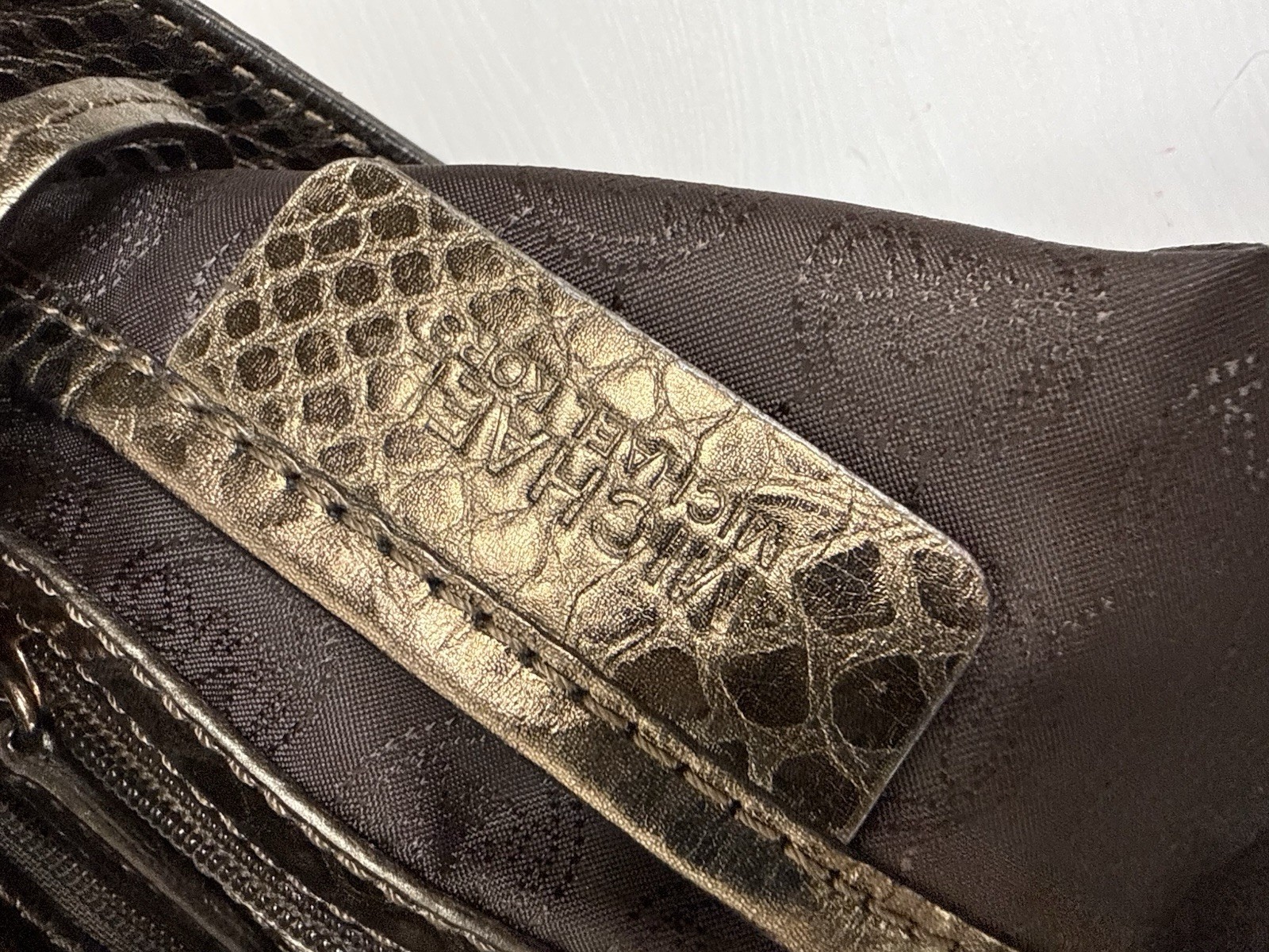 Michael Kors Bronze Metallic Snakeskin Embossed Hobo Shoulder Bag