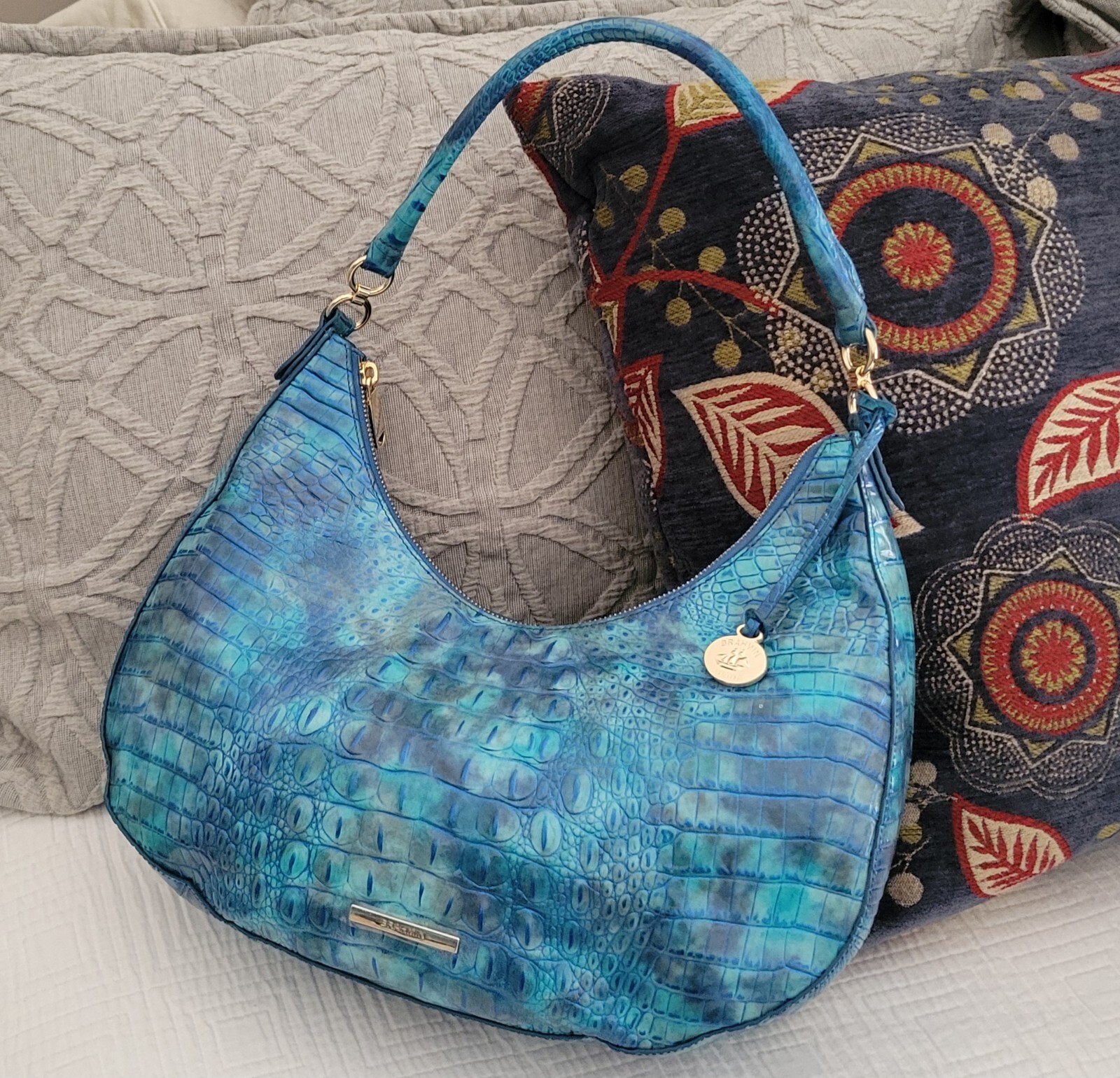 Brahmin Bekka Tonic Shoulder Bag Melbourne Leather Blended Blue Carried Once EUC