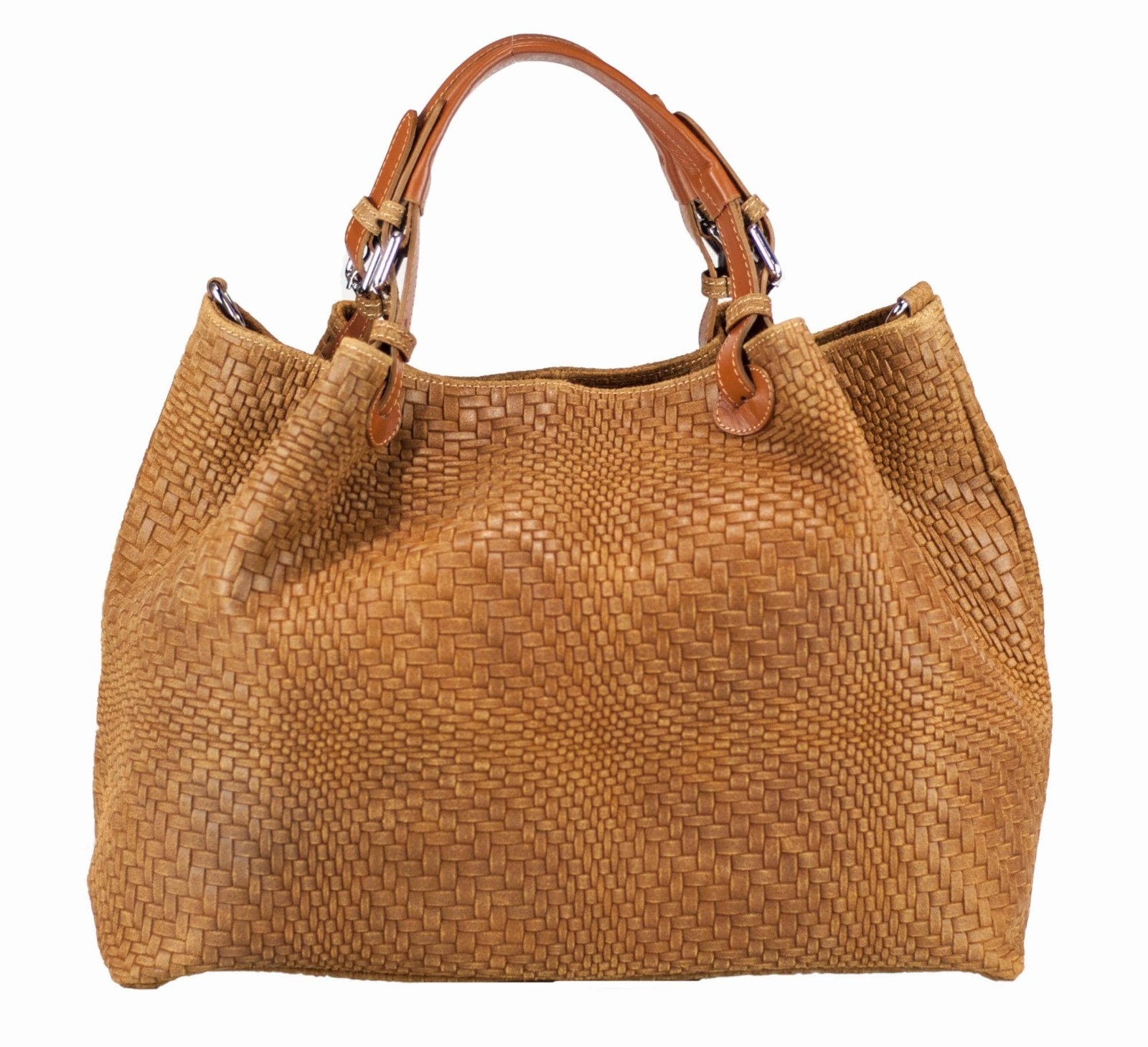 ITALIAN GENUINE LEATHER XL WEAVE EMBOSSED SATCHEL BAG HANDBAG – MADE IN ITALY