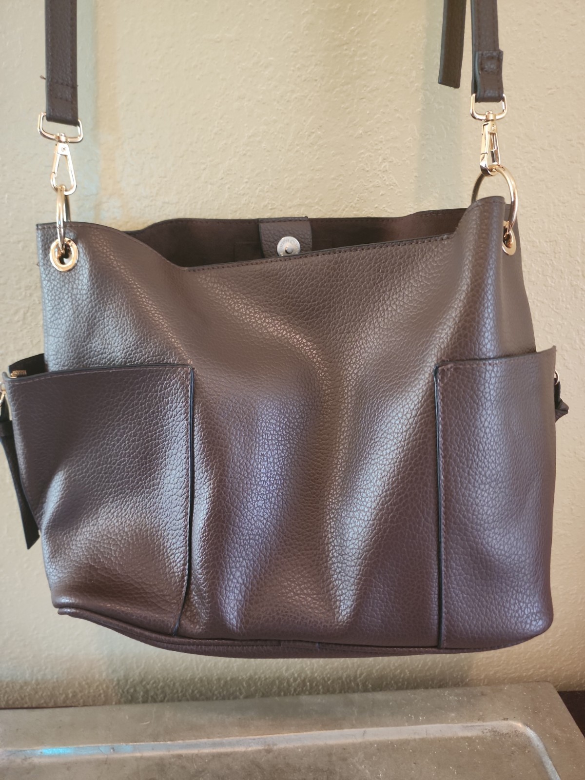 Steve Madden Brown Shoulder/Crossbody Tote Satchel w/Coin Pouch 10.5″ Tall x 14″