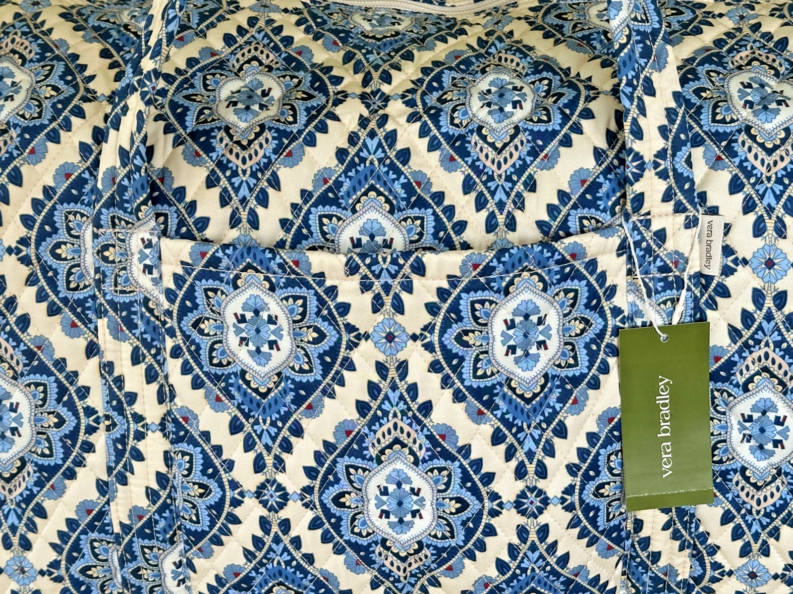 VERA BRADLEY LARGE ORIGINAL DUFFEL BAG + ULTIMATE TRAVEL CASE:NWT CAMBRIDGE BLUE