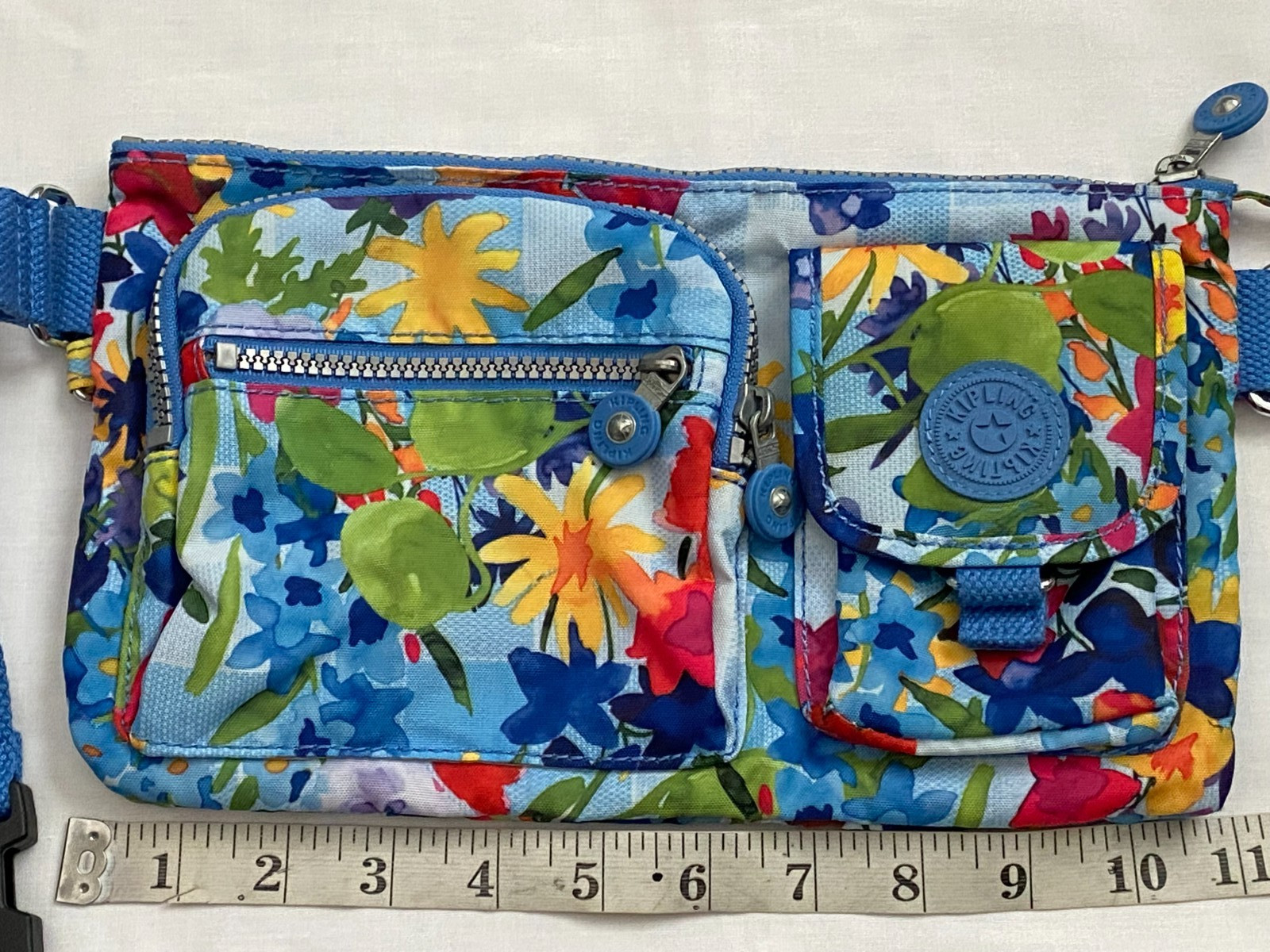 Kipling Presto Waist Belt Hip Bag Fanny Pack in Picnic in the Park Blue Floral