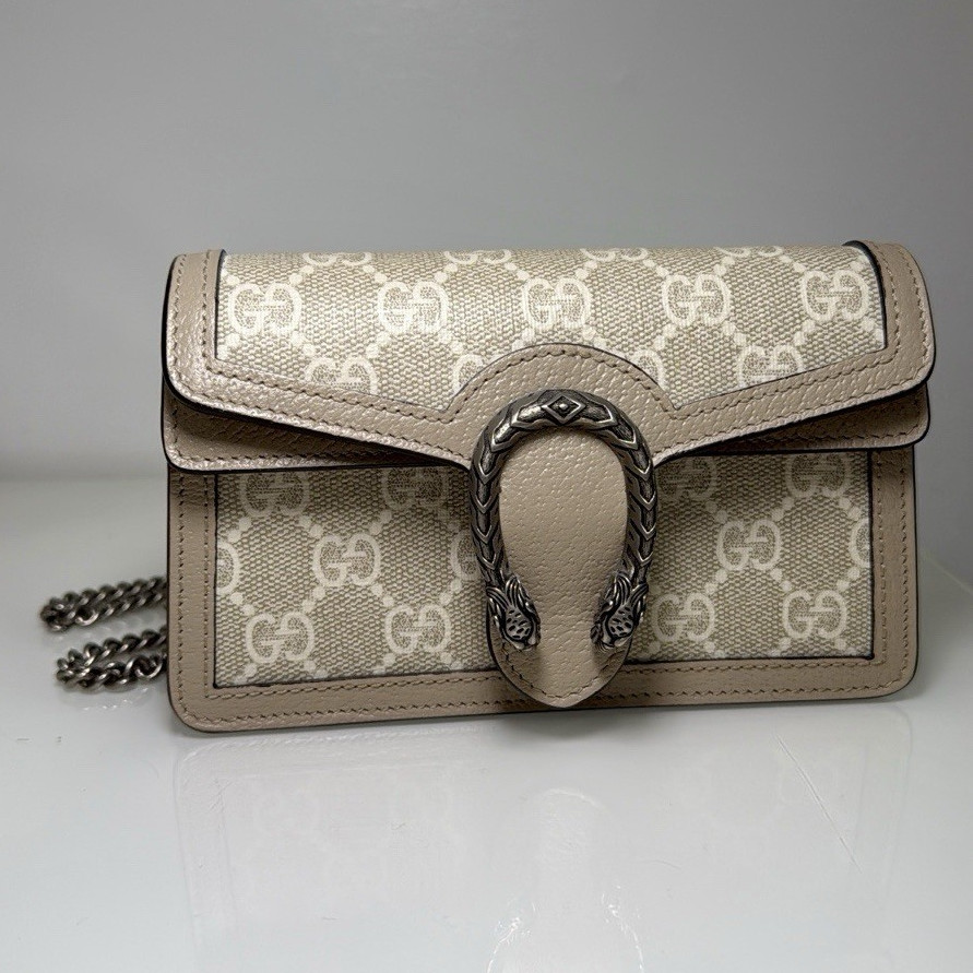 Gucci Dionysus GG Supreme Beige Mini Chain Strap Shoulder Bag