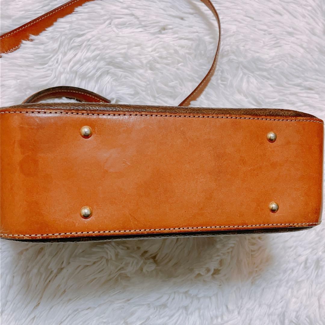 CELINE Vintage Macadam Triomphe 2Way Turn Lock Shoulder Hand Bag Brown