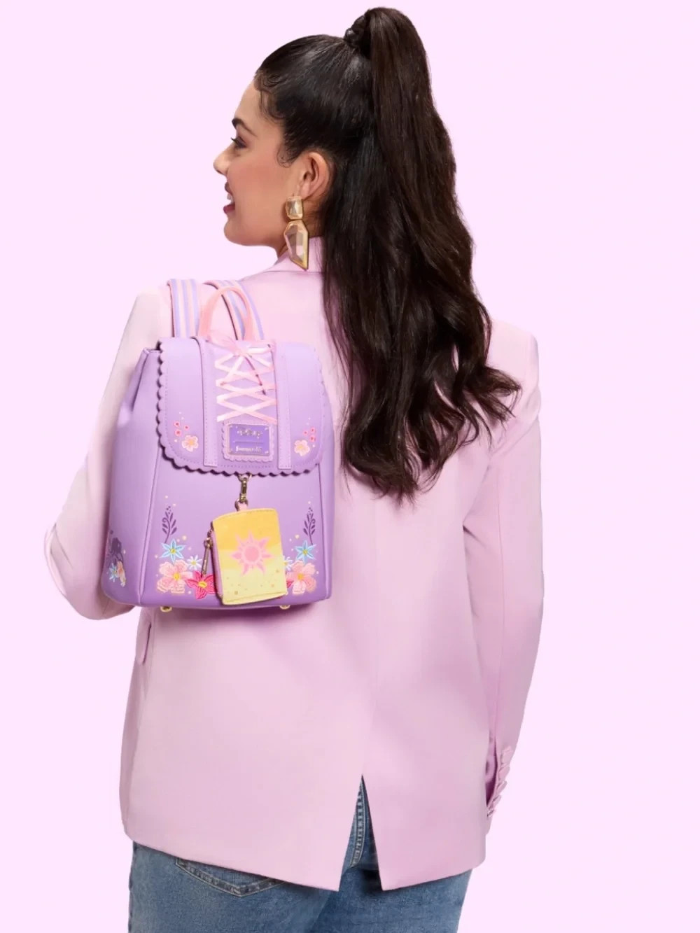 Loungefly Tangled Rapunzel Exclusive Floral Flap Mini Backpack with Coin Bag