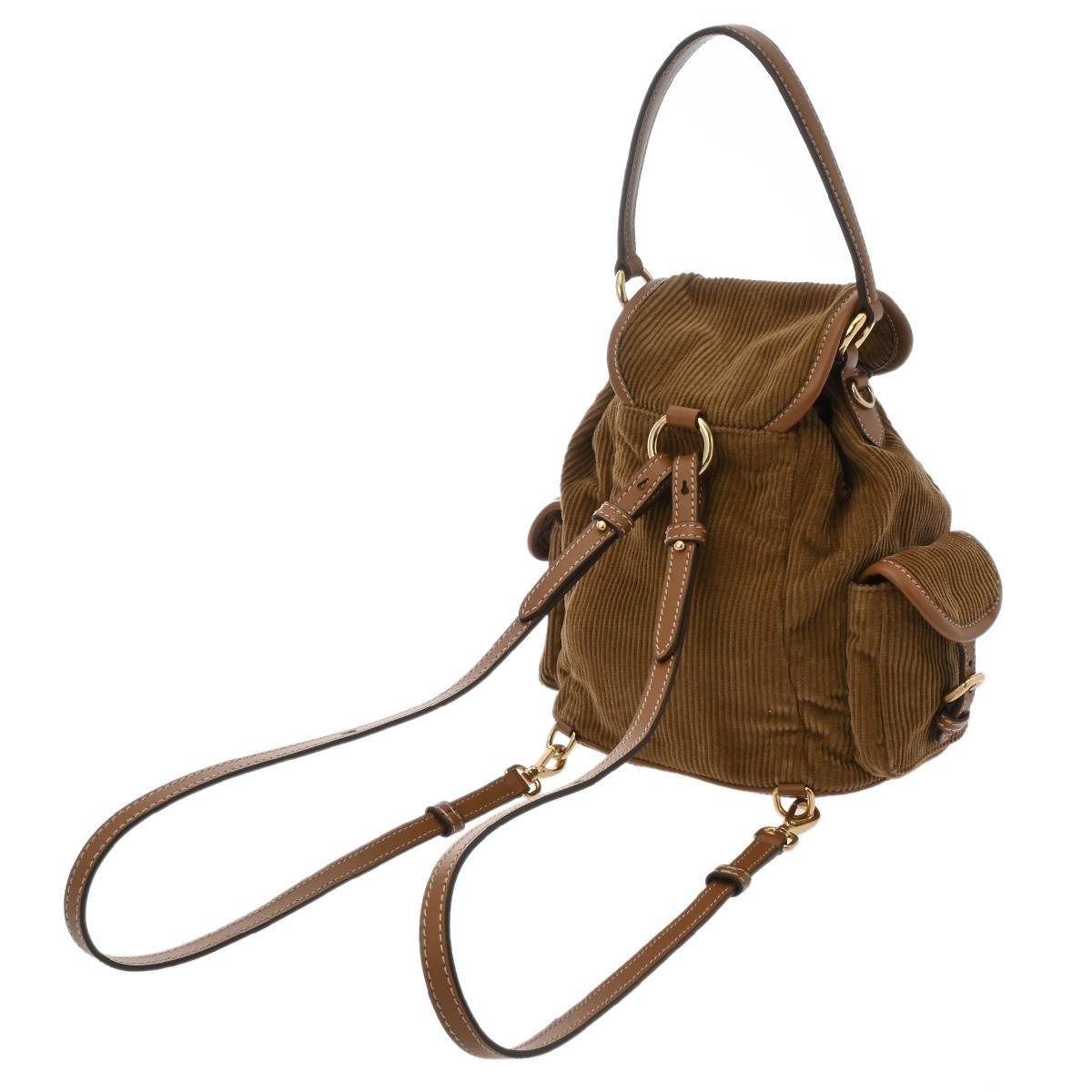 Miu Miu Backpack 5BZ043 Corduroy Brown unisex Backpack Â· Daypack