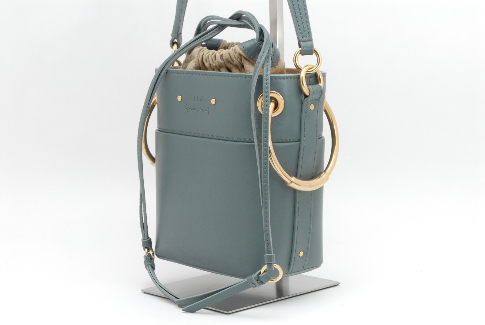 Chloe Roy Mini Bucket Hand Shoulder Bag leather Cloudy Blue