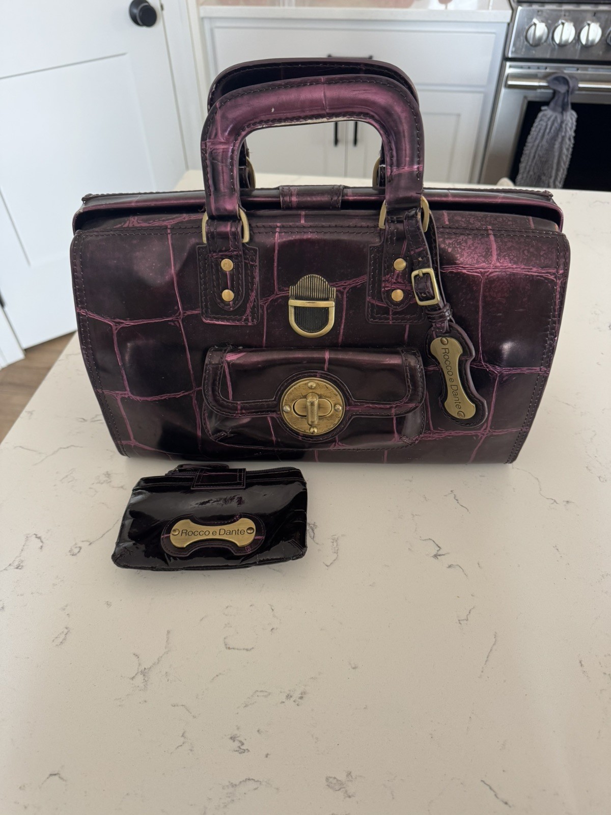 Rocco e Dante Dr. Phil Handbag Italian Purple Crocodile Leather Sauvage VINTAGE