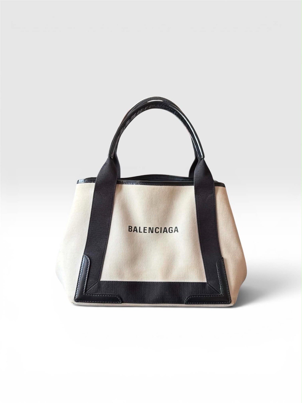 Balenciaga Navy Cabas Tote Bag in Black And White