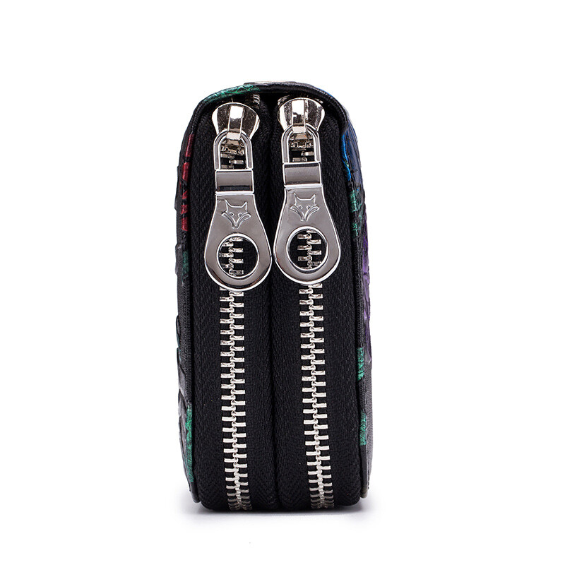 RFID Blk Genuine Leather Travel Large Phone Case Wristlet Fashion Womens Wallet