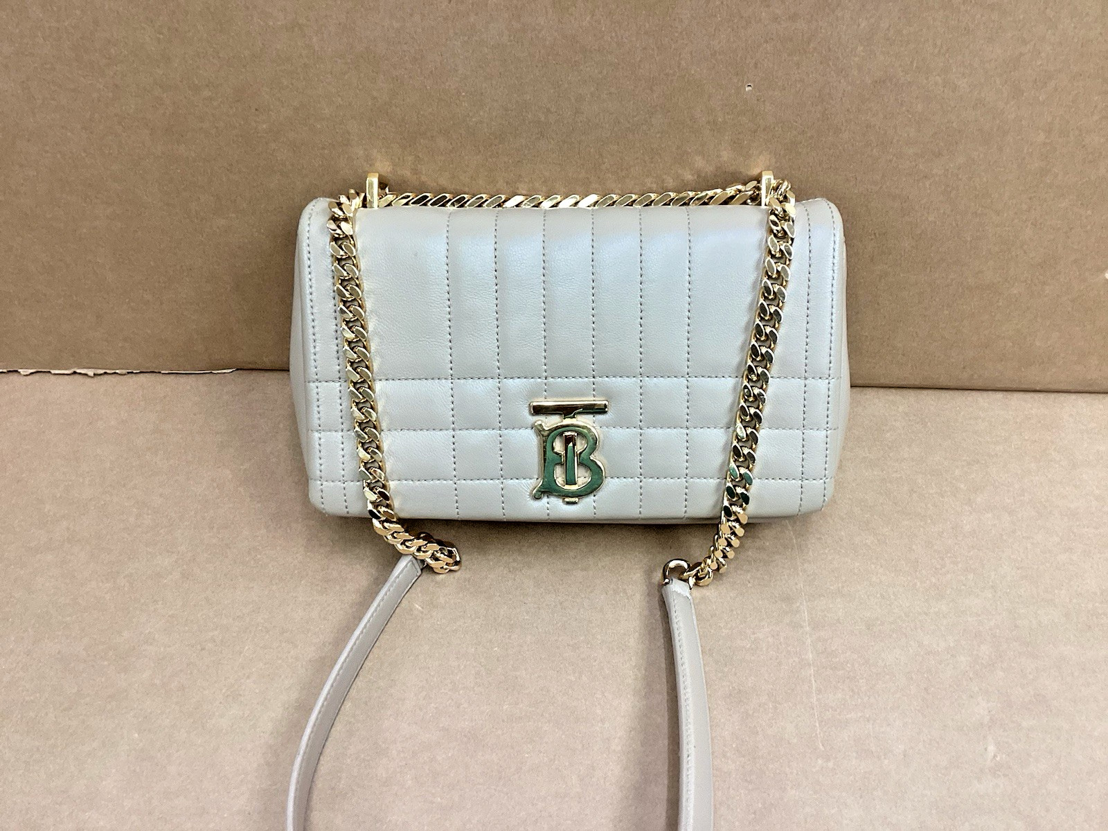 Burberry Small Lola Quilted Leather Shoulder Bag In Oat Beige Leather