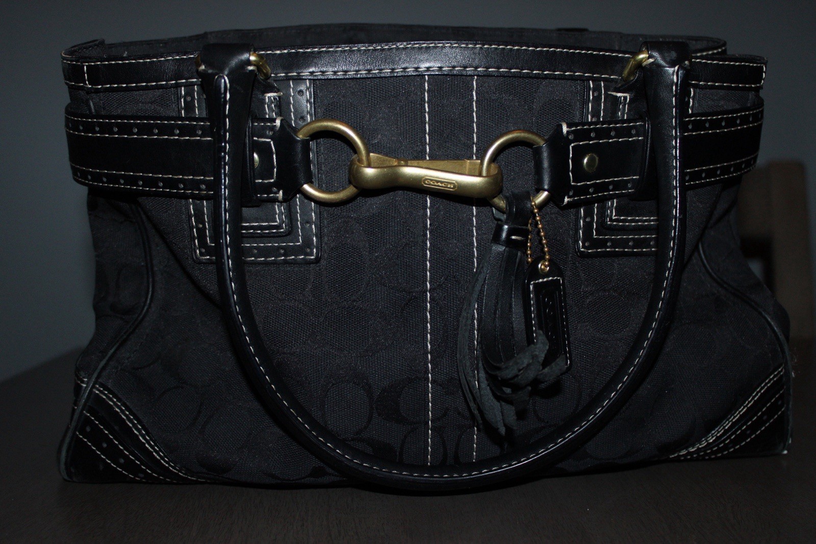 Coach Signature Carryall Satchel from 2008 with gold hardware