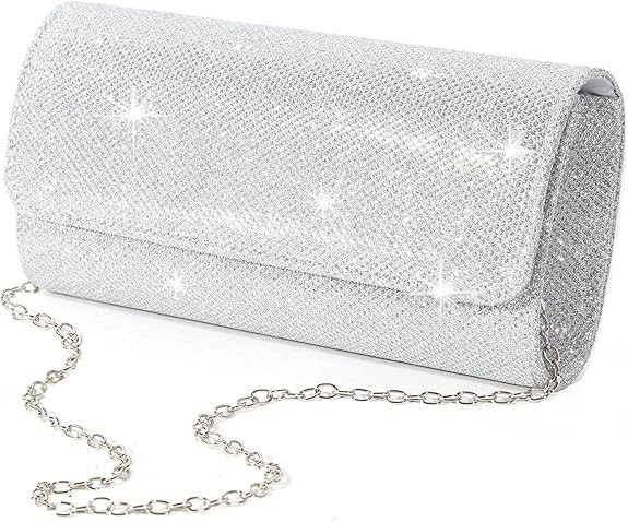 Evening Bag Clutch Purses Women Ladies Sparkling Party Handbag Wedding Bag Silve