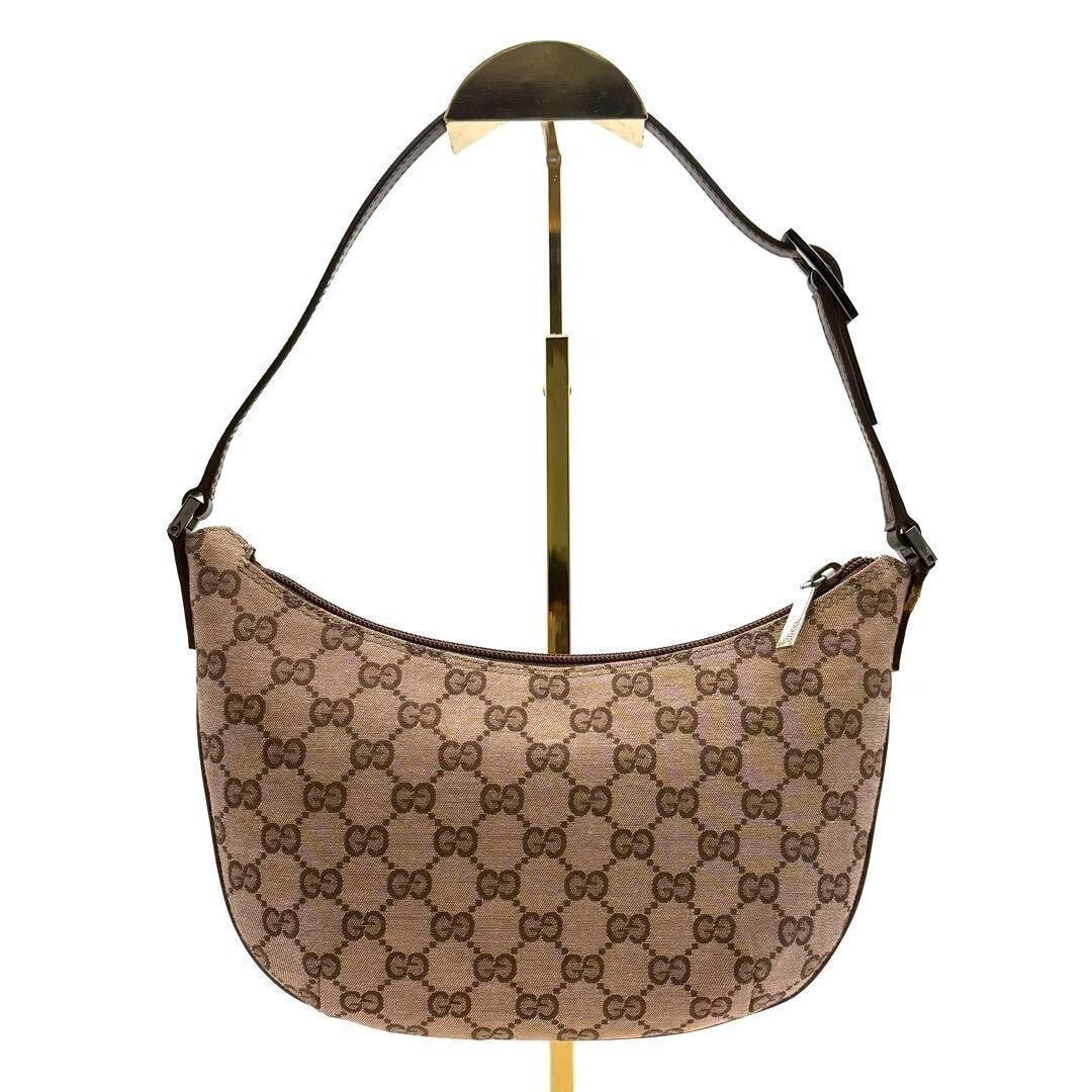 GUCCI Hobo Shoulder Hand Bag Pouch Pochette GG Canvas Vintage Auth From Japan