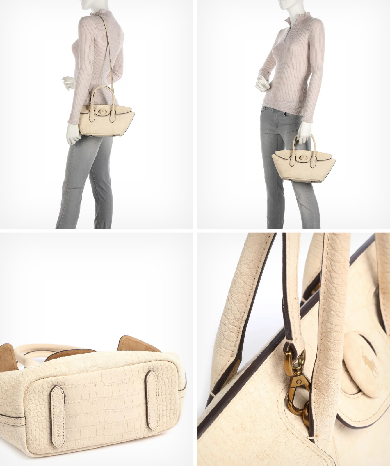 Polo Ralph Lauren Handbag Brushed Leather Croco Print Bag Shoulder Bag