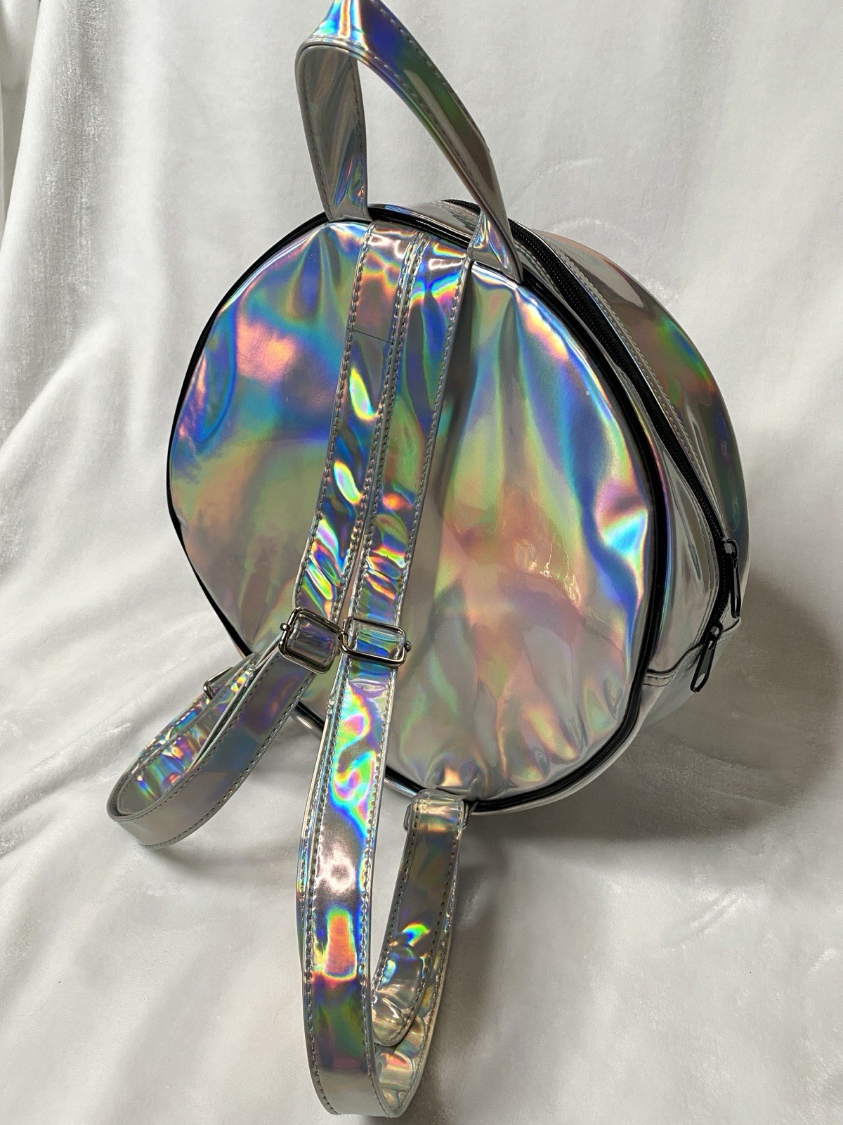 666 Holographic Smiley PVC Cyber Rave Grunge Backpack RARE