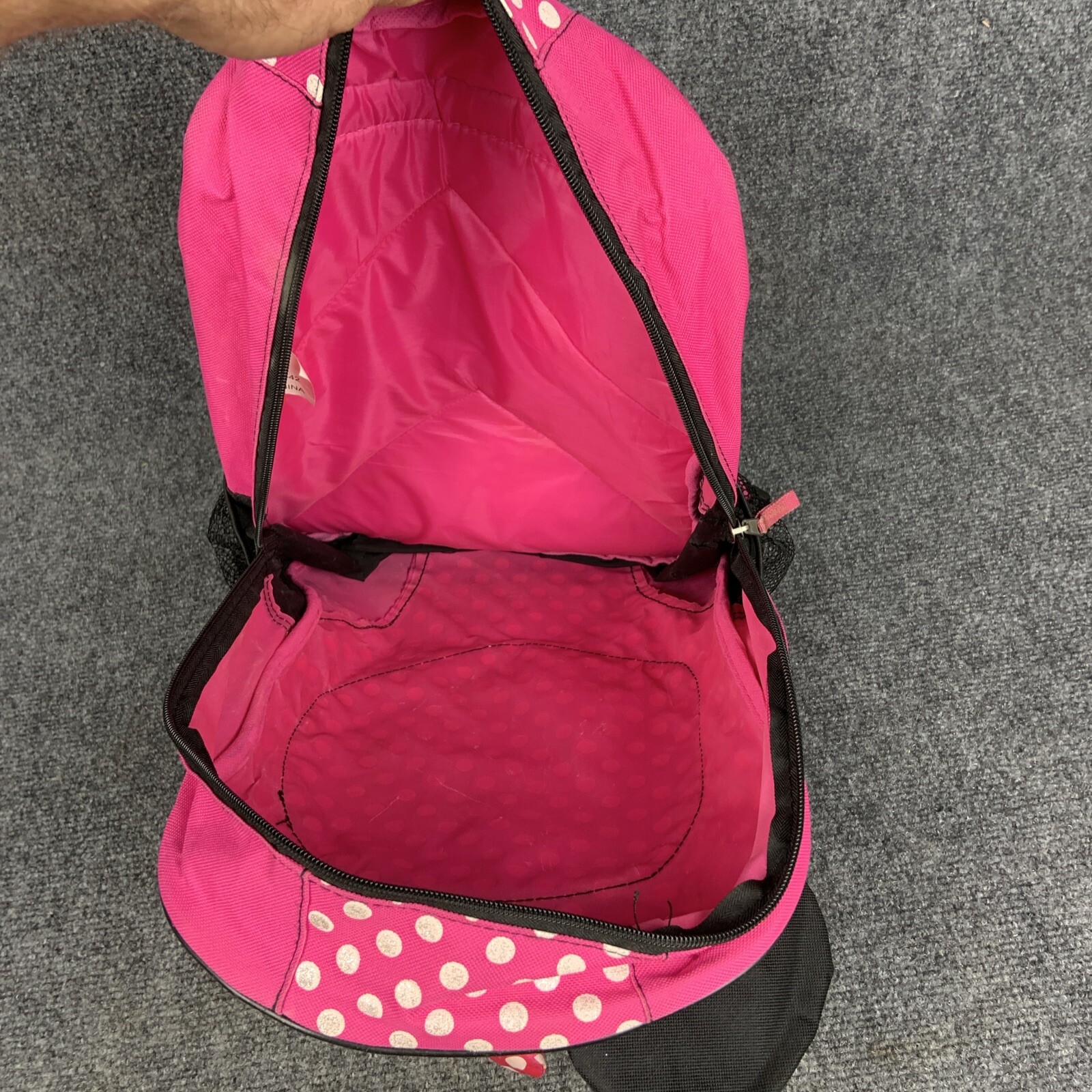 Disney Fast Forward Minnie Mouse 3D Zippered 16″ Backpack Bag Pink Sparkle