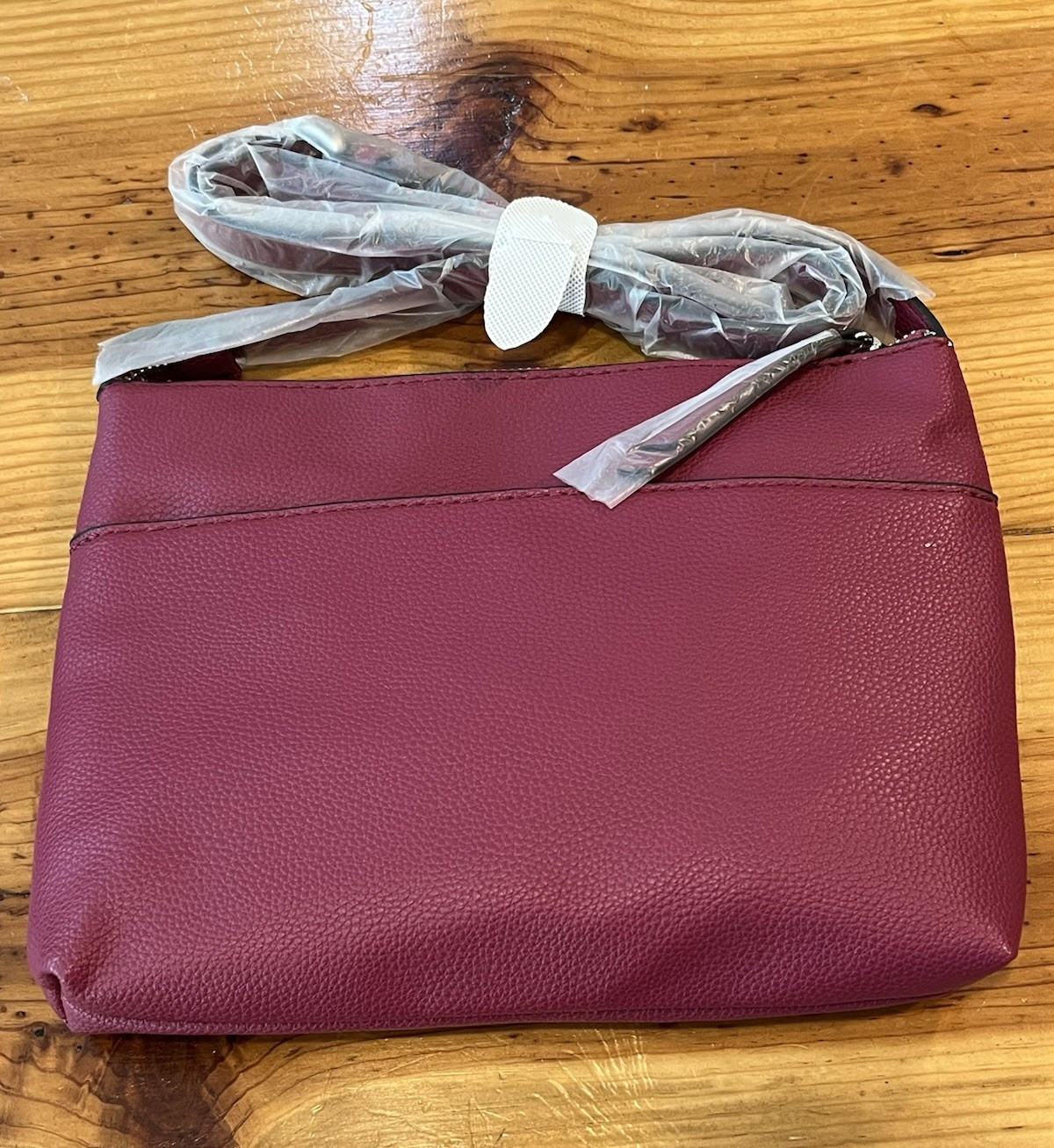 Dana Buchman Red Faux Leather Handbag Crossbody Adjustable Burgundy NWT