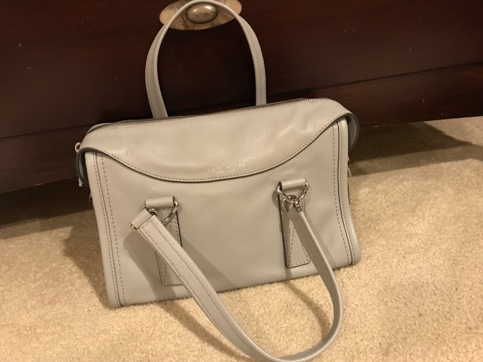 marc jacobs satchel grey stone leater excellent condition