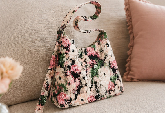Floral Jacquard Shoulder Bag, Tapestry Flower Hobo Purse, Cottagecore Handbag
