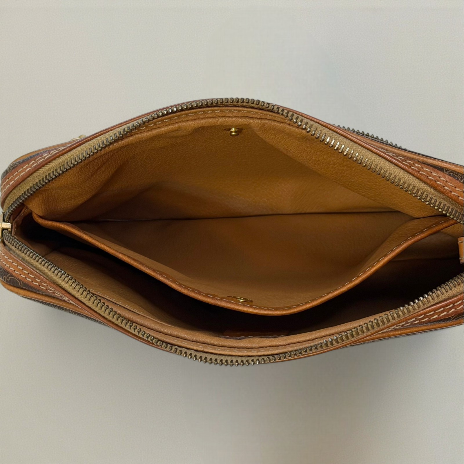 Vintage Celine Macadam Triomphe Clutch Bag 1990s Designer Wristlet PVC Leather