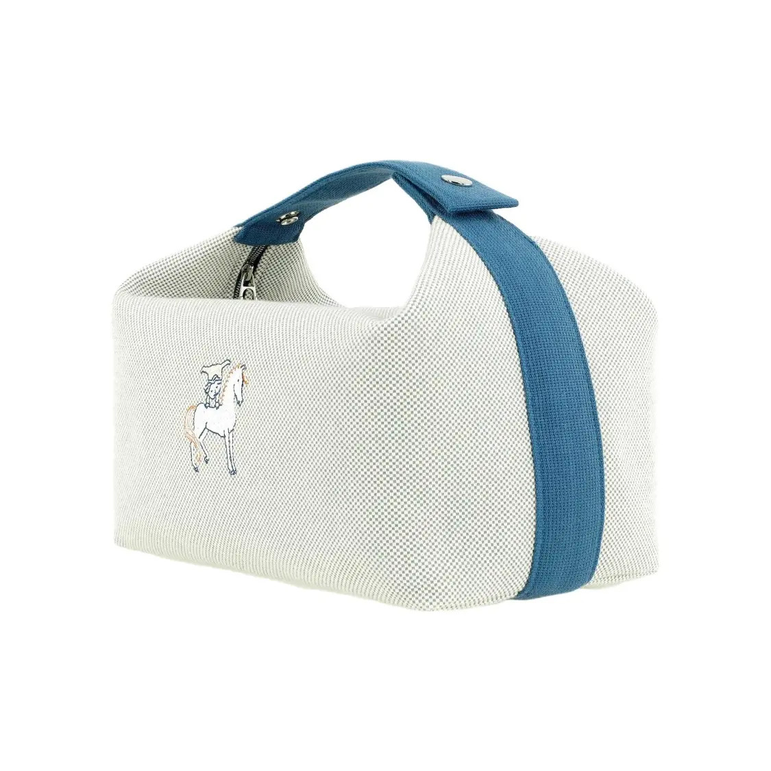 Hermes Bride-a-Brac Cabriole Storage Bag Unisex Couple Style Blue 9.8×5.5×8.2 in