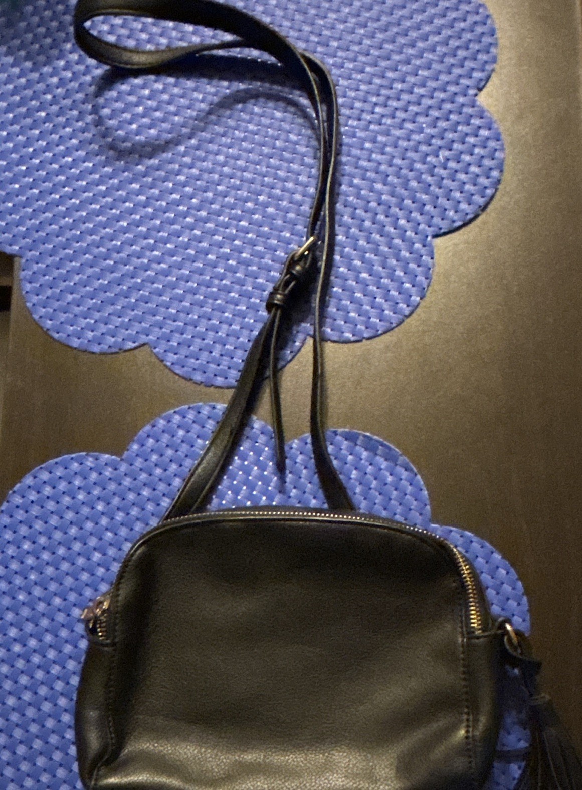 Forever 21 Black Small Crossbody Bag Double Zip Tassel Detachable Strap