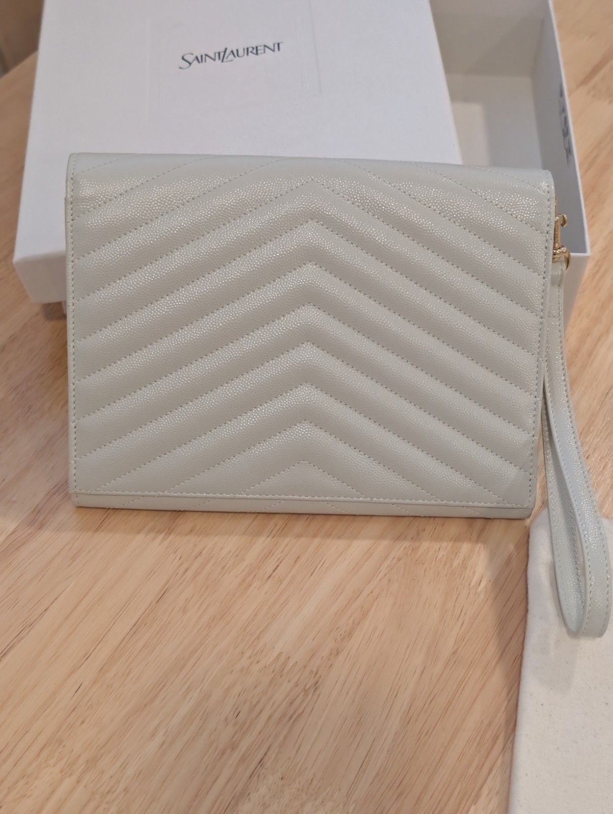 YSL Cassandre Matelasse Flap Pouch in Quilted Grain De Poudre Embossed Leather