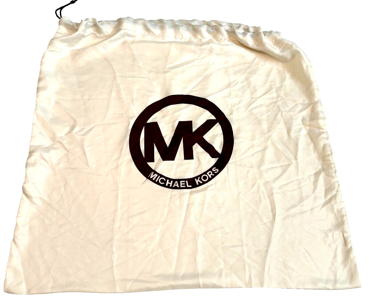 Michael Kors Duster Bag Cream Brown Logo Drawstring Closure 22″ x 21″ Large
