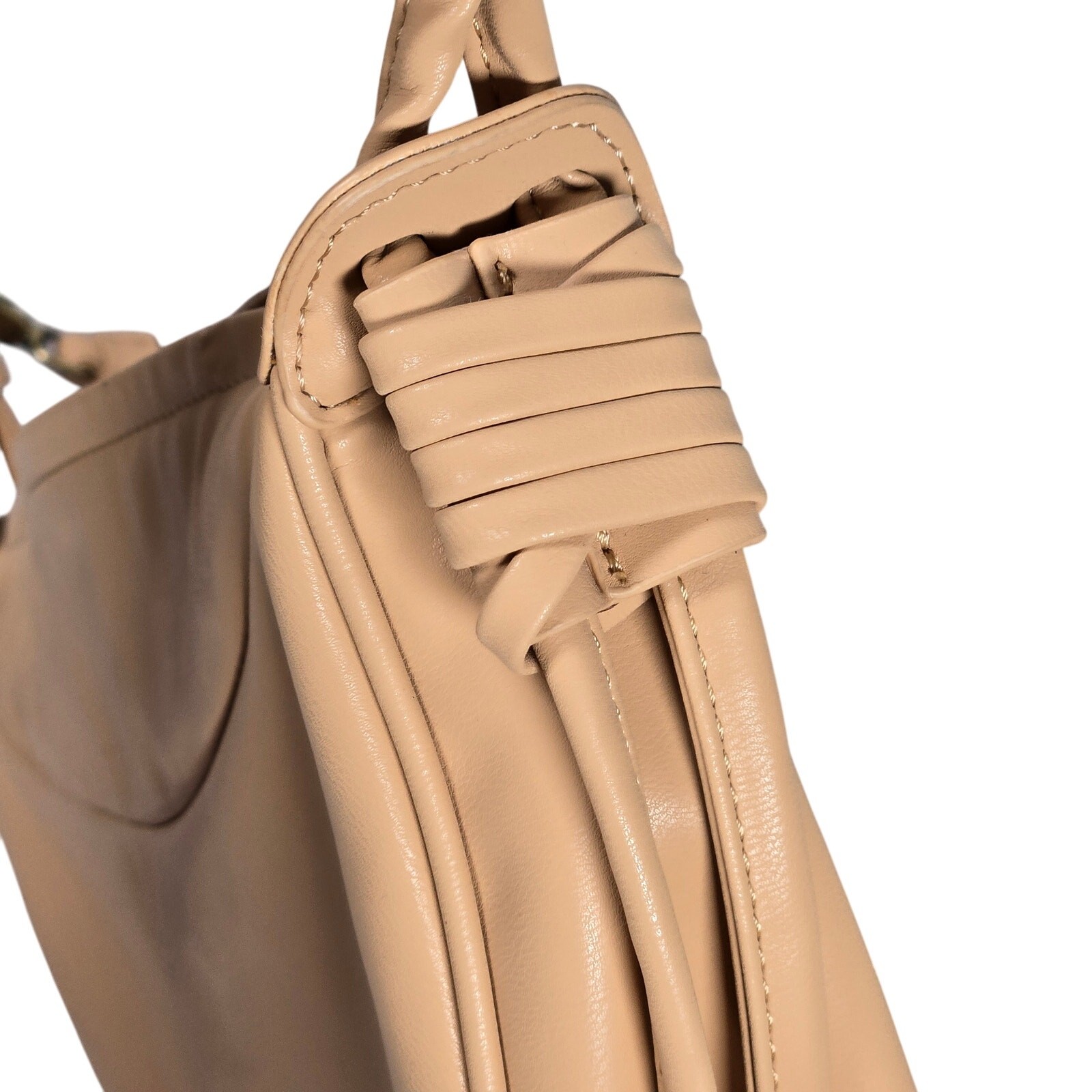 Anthropologie Crescent Shoulder Bag Tan Faux Leather Crossbody Adjustable Strap
