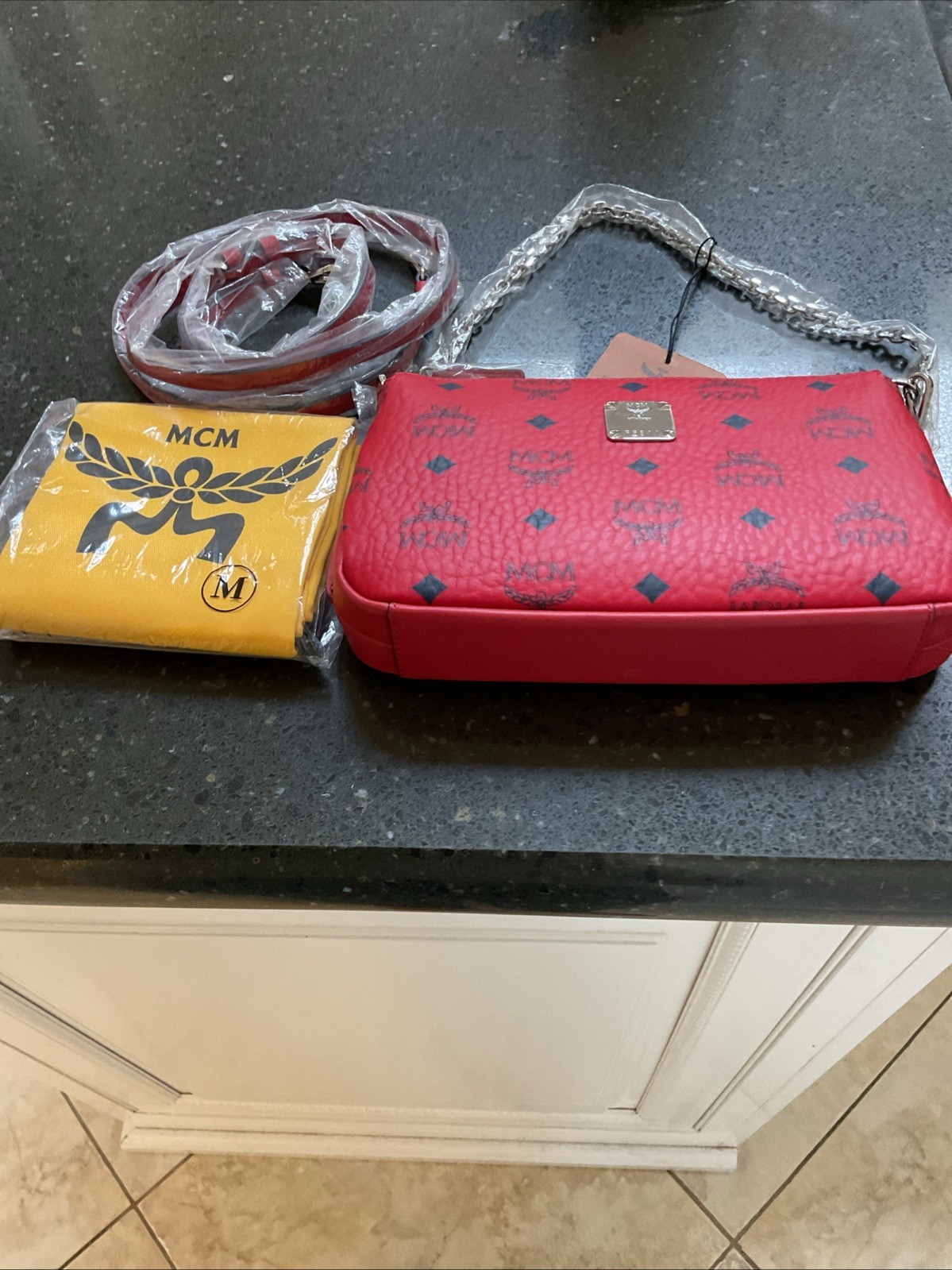 MCM Small Shoulder Bag Candy Red Approximately 5.5 X 9” New With Tags