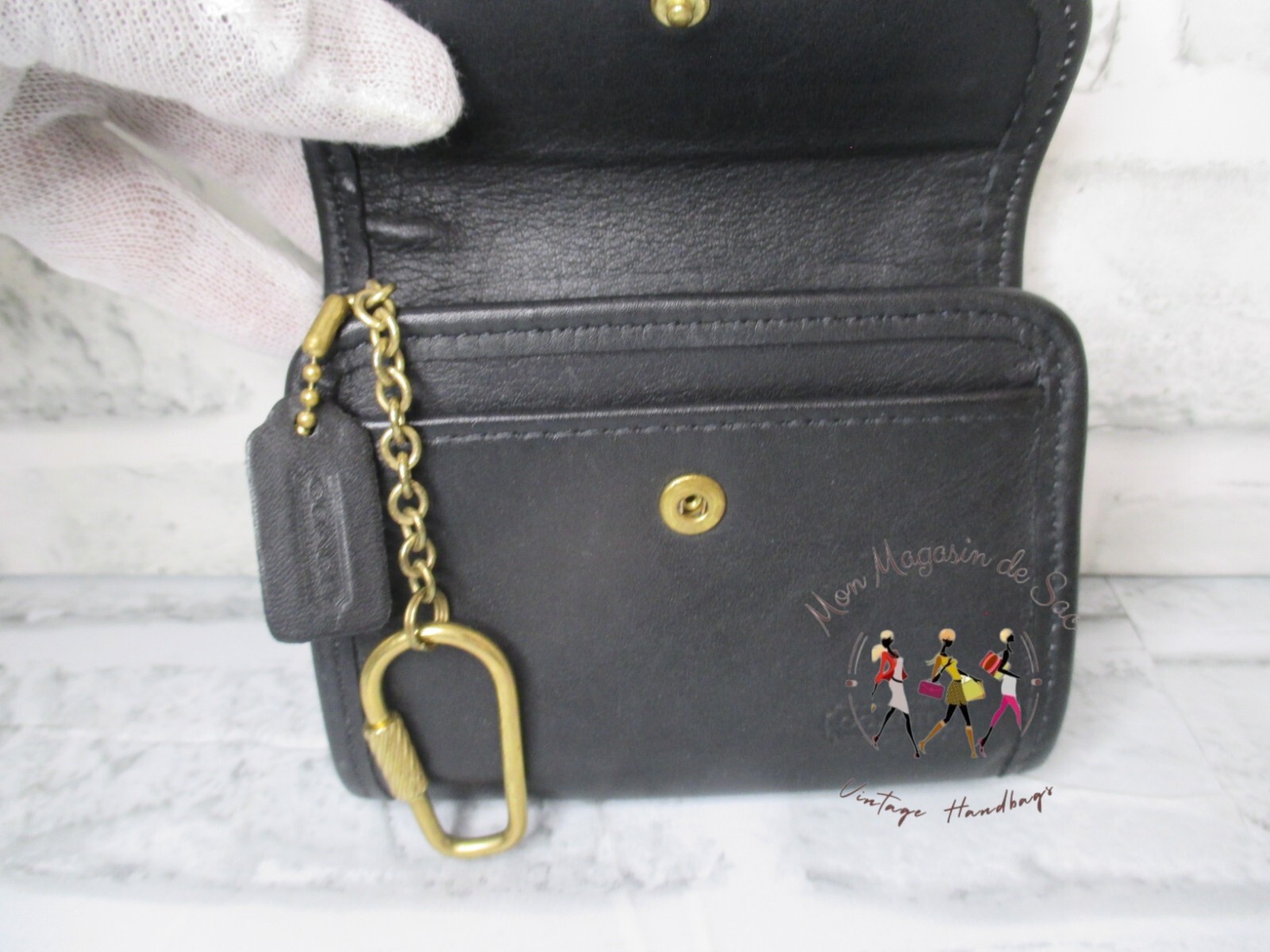 Vintage Coach Black Leather Multi-Function Purse – Coin Purse w/Key Fob EVC