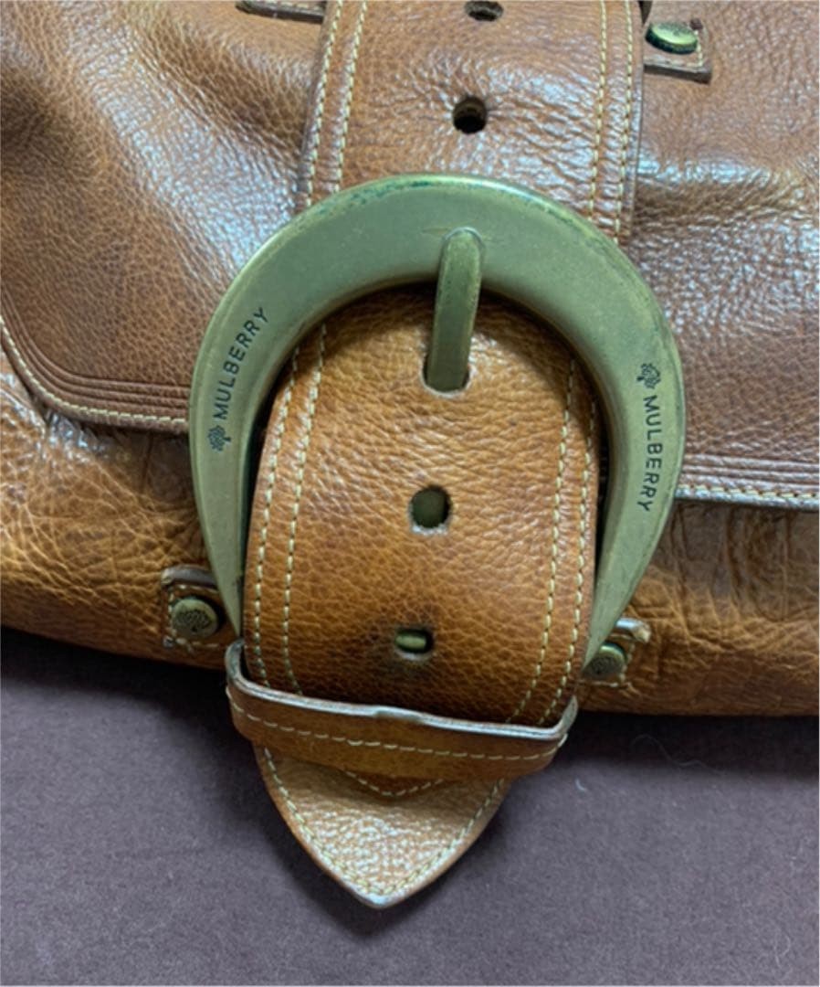 Mulberry Shoulder Bag Leather Brown 33cm x 25cm x 14cm with Dustbag Gently Used