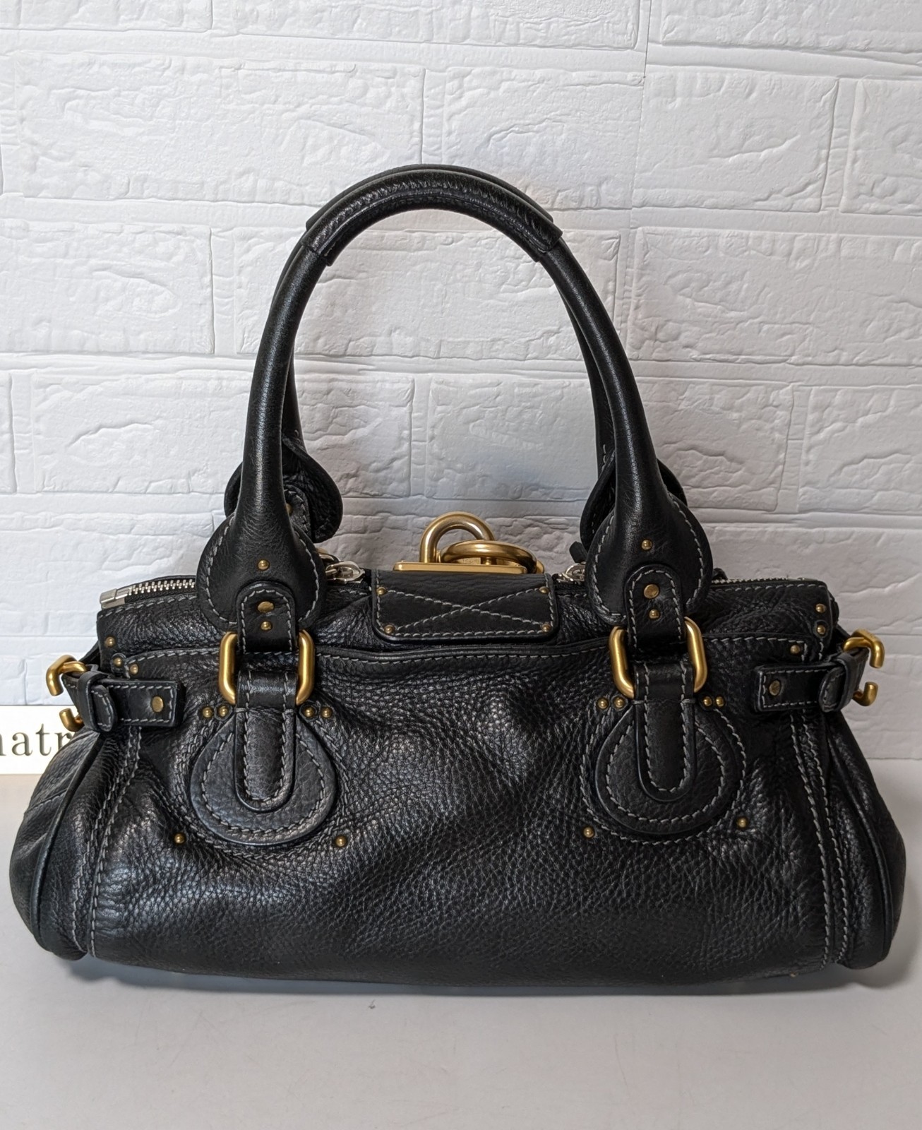 Chloe Paddington Black Leather Satchel Bag w/ Padlock & Key Authentic Vintage✨