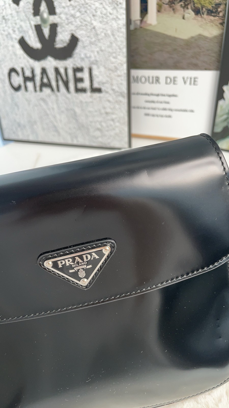 Prada Cleo Small Black Glossy Calfskin Leather Shoulder Crossbody Bag Duty Paid