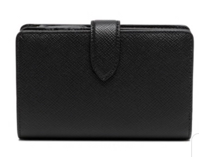 Smythson Bi-fold Leather Purse In Black