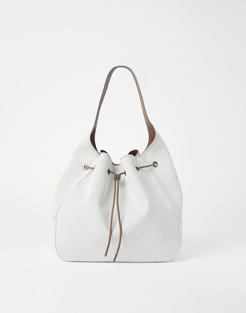 BRUNELLO CUCINELLI WOMEN’S OFF WHITE COTTON LINEN BAG MSRP $3135