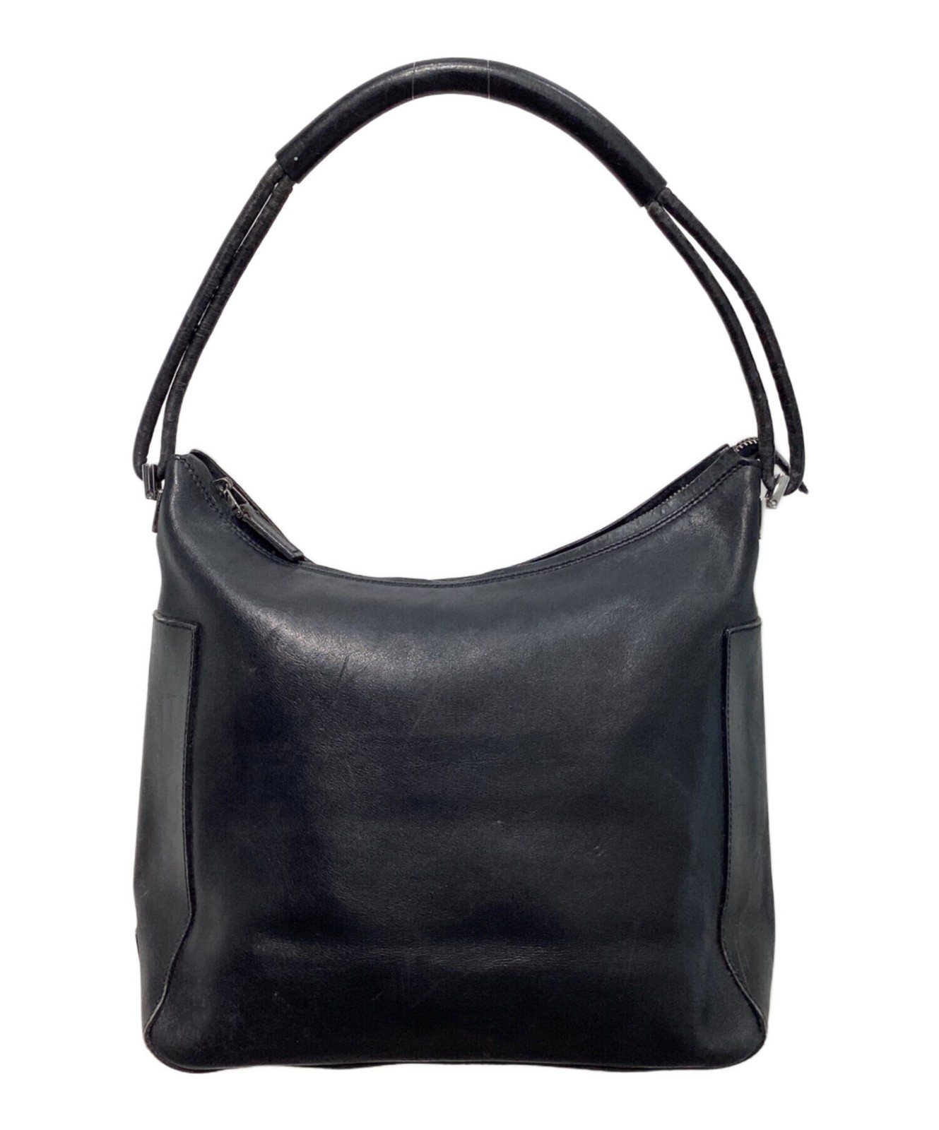 Gucci Black Leather Shoulder Bag Men Zip Italy Model 001 3766 22cm x 26cm