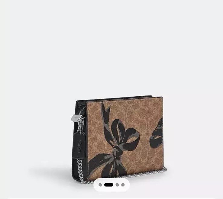 NWT COACH Slim Crossbody Bag in Signature Canvas & Leather With Bow Print Multi