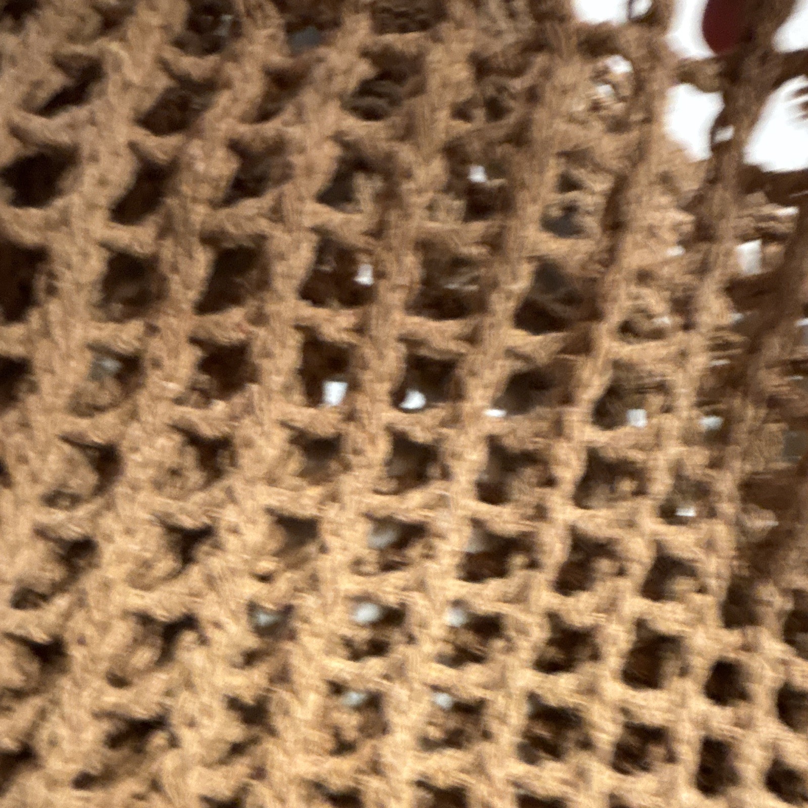 Brown Open Weave Crochet Tote Bag Large Rectangle Open Top Shoulder Strap