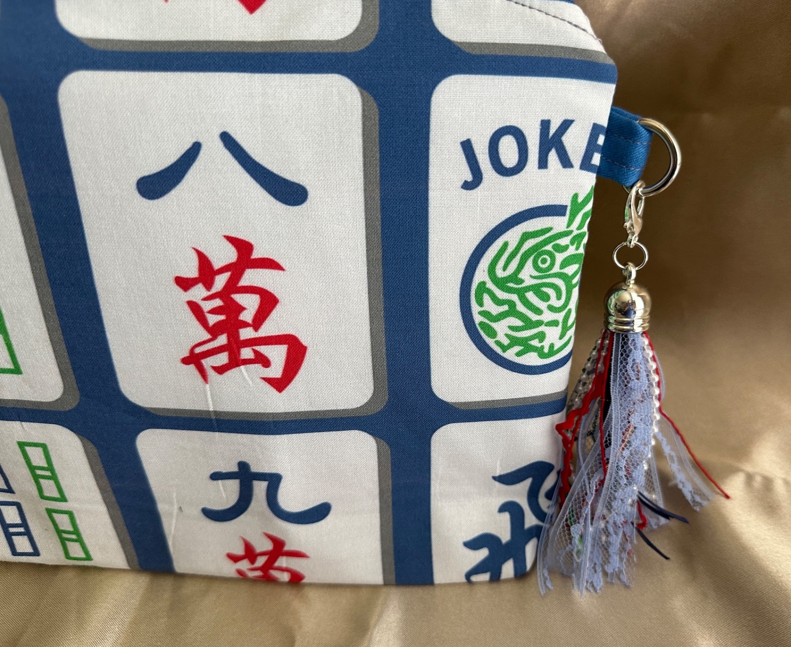 MAHJONG tile BAG *100% HANDMADE* accessory pouch, makeup, travel cosmetic, purse