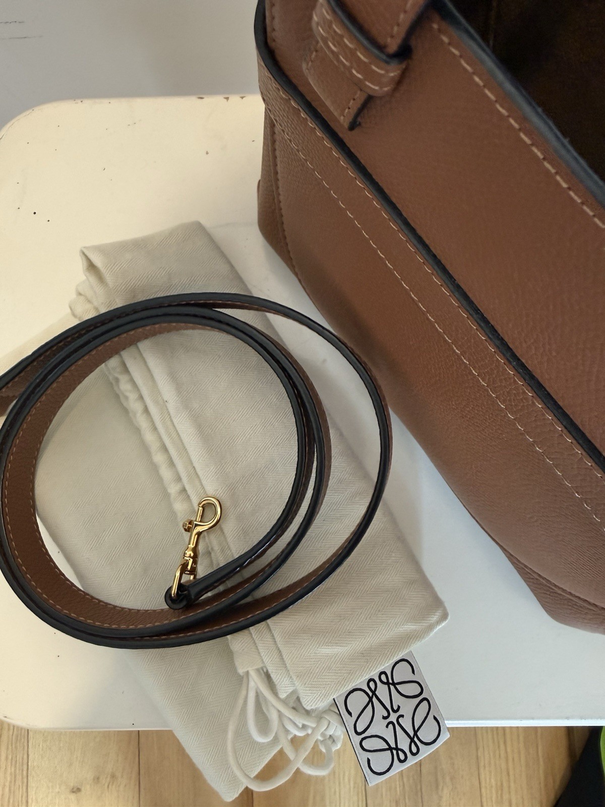 Loewe Calfskin Mini Gate Tote, Brown (Incl. Dust Bag)