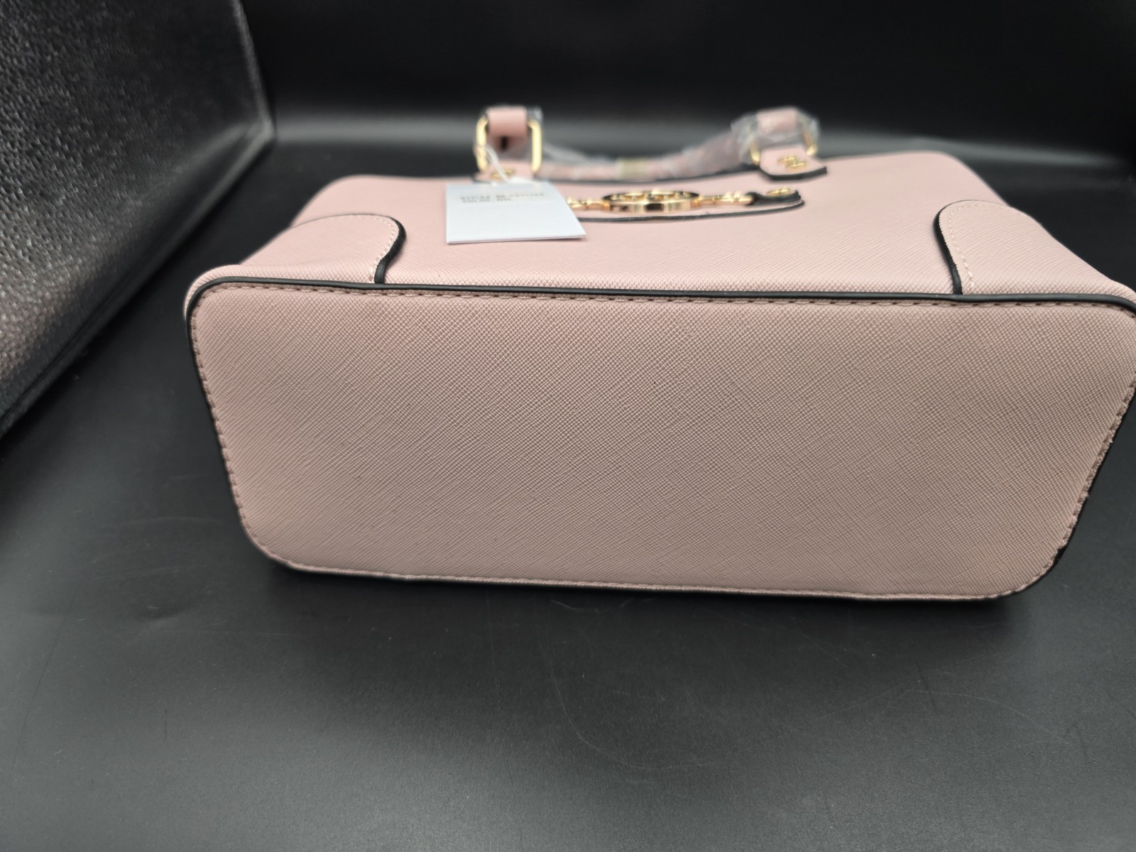 Marilyn Monroe Light Pink Women’s Tote Bag with Logo Plate, Gold Hardware