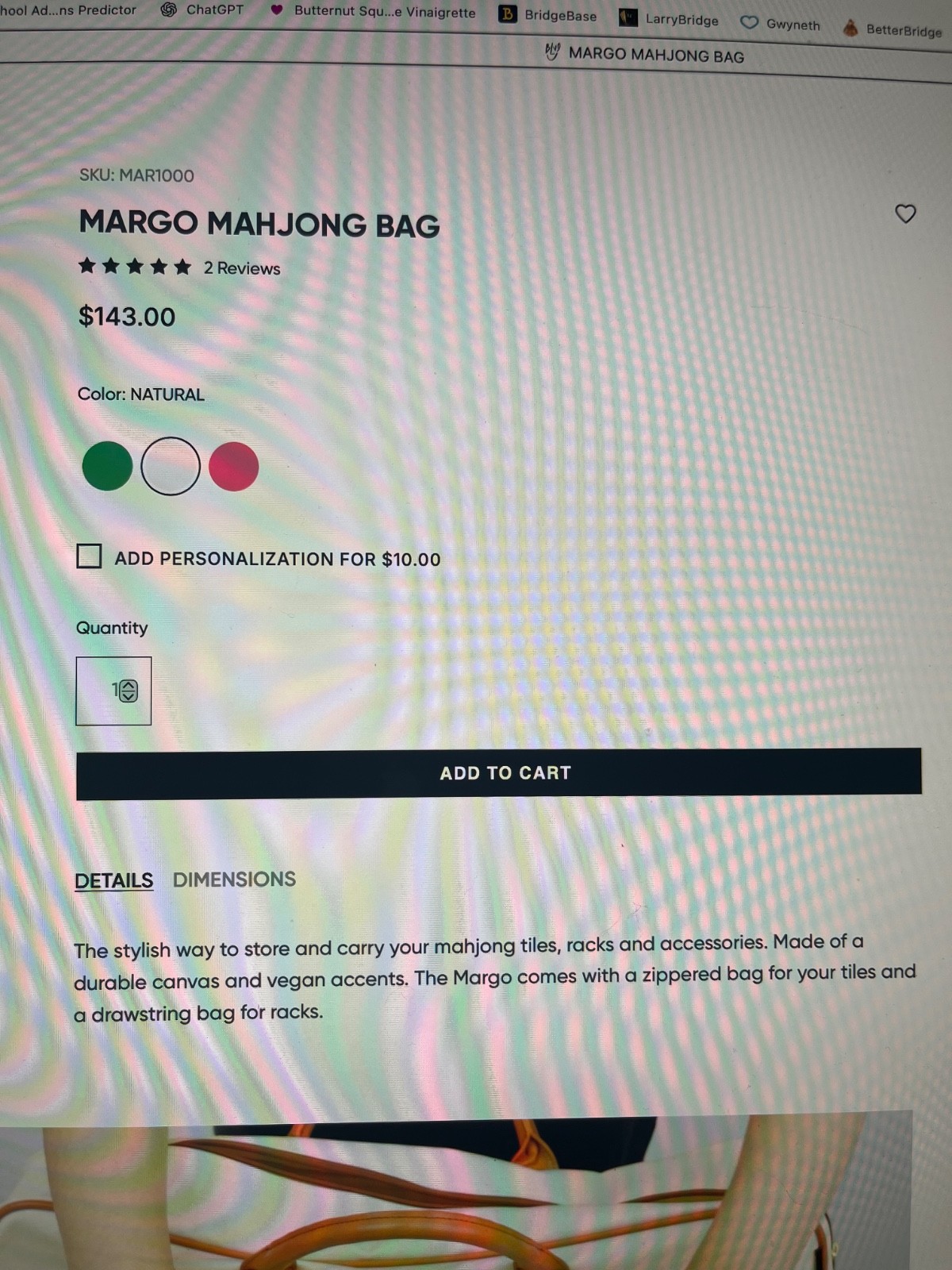 Boulevard Margo Coated Canvas Natural Mahjong Bag Travel Case New with Tags