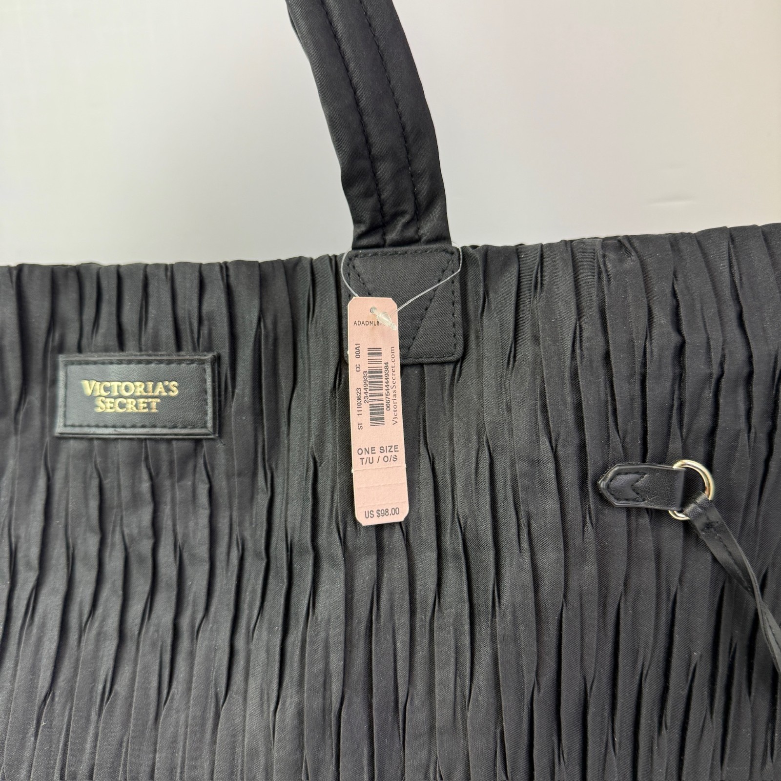 NEW Victoria’s Secret Black Tote Bag 2017 Limited Edition Pleated Side Pulls